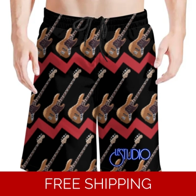 Le Studio Jazz Bass  Custom 3D Men's Beach Shorts